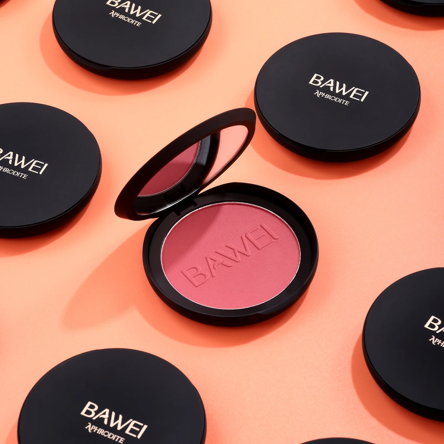 ODM OEM Private Label High Pigmented Glitter And Matte Cheek Blush Lightweight Rose Pink Makeup Powder Blusher