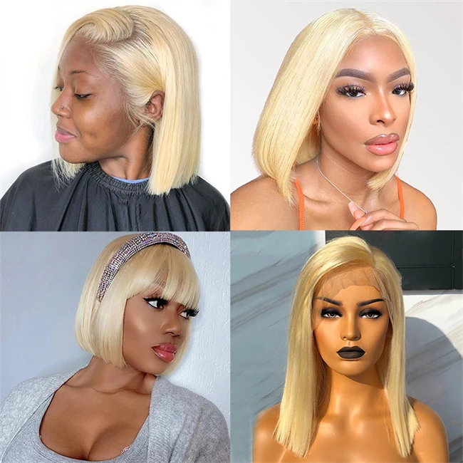 Cheap Price 613 Blonde Straight Human Hair Bob Wig,Brazilian Real Human Hair Lace Front Wig,Remy Silky Straight Human Hair Wig