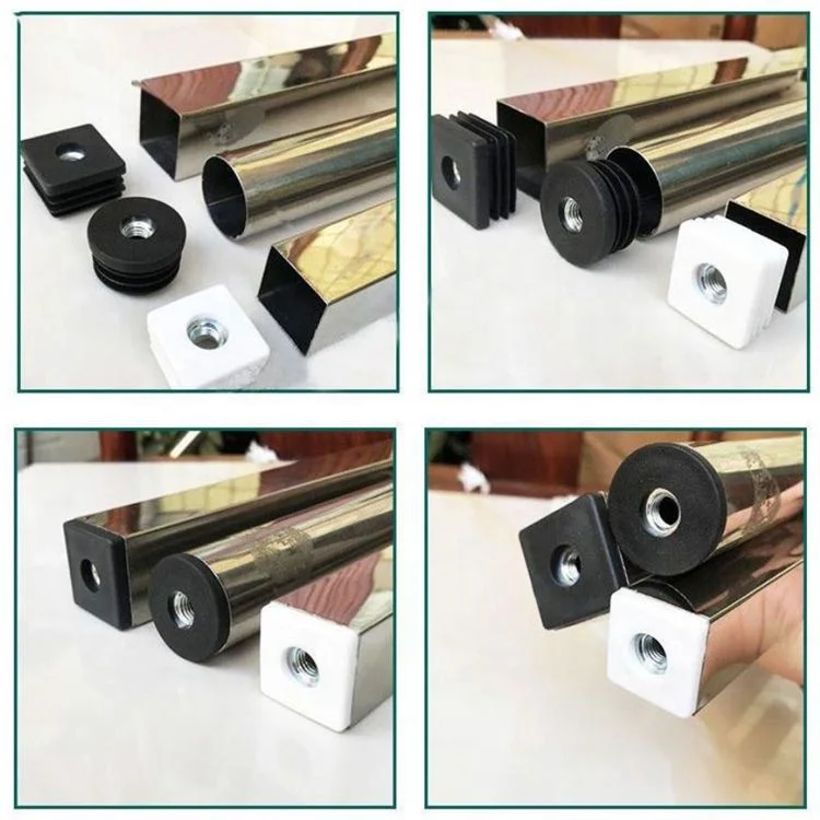 Plastic Furniture Feet adjustable Leveler Thread Screw Tube Insert Adjustable Leveling Foot Glide Tube plug with inner bolt