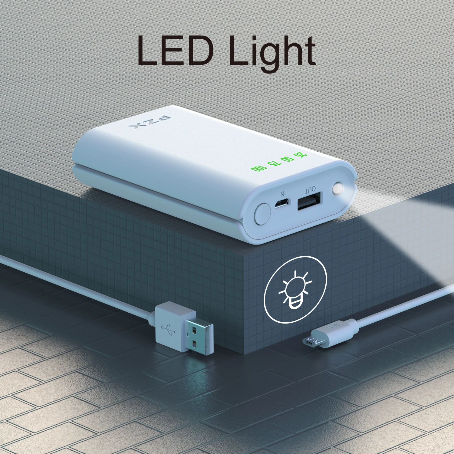 PZX C146 Mini Gift Warranty Pocket Power Bank Hot Selling 3600mah with LED Light Fashion Gift Powerbank In Stock