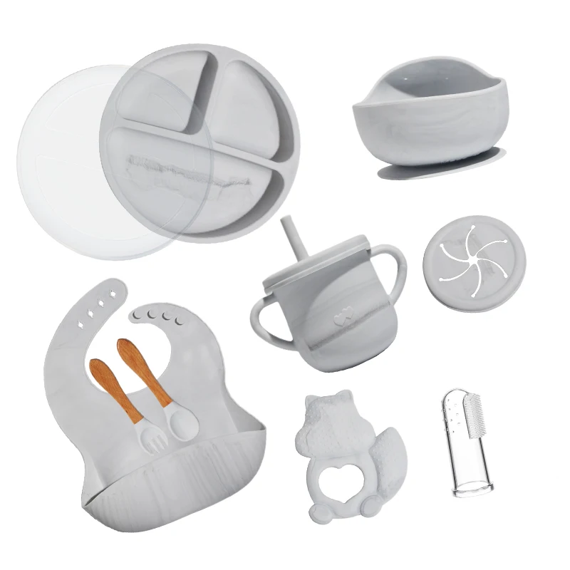 Custom Baby Feeding Bowl Set with Suction Cup Base Food Grade Non-Toxic BPA Free silicone baby bowl for Toddlers