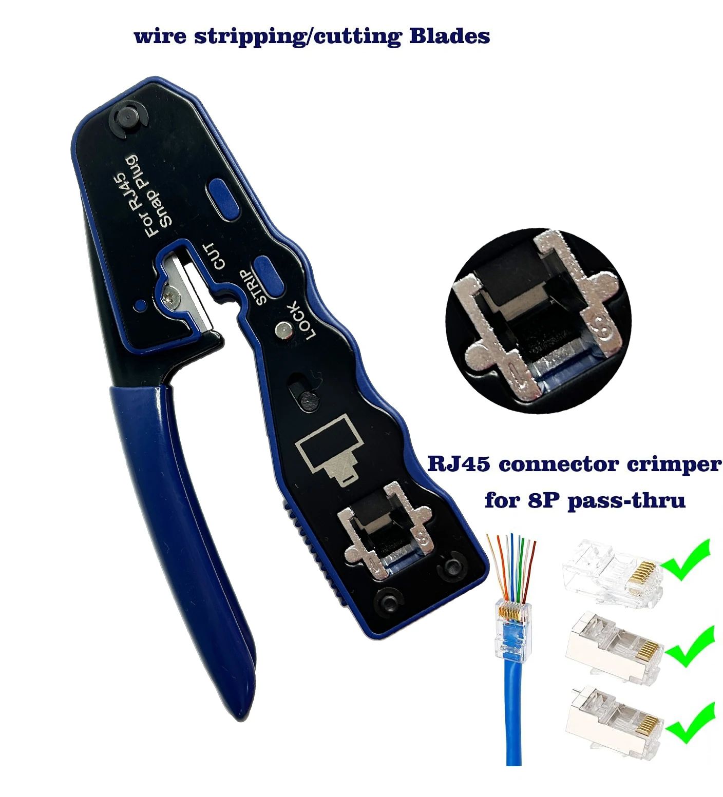 Network Cable Crimp Multiple Use Plier RJ45 RJ11 RJ12 Crimper 6P 8P Pass Through Eazy Crimping Tool