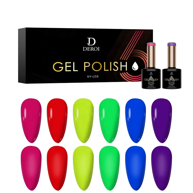 Nail Gel Polish Set Supplies For Professionals Customized Soak Off 6 Color Nail Art Gel Nail Polish Set