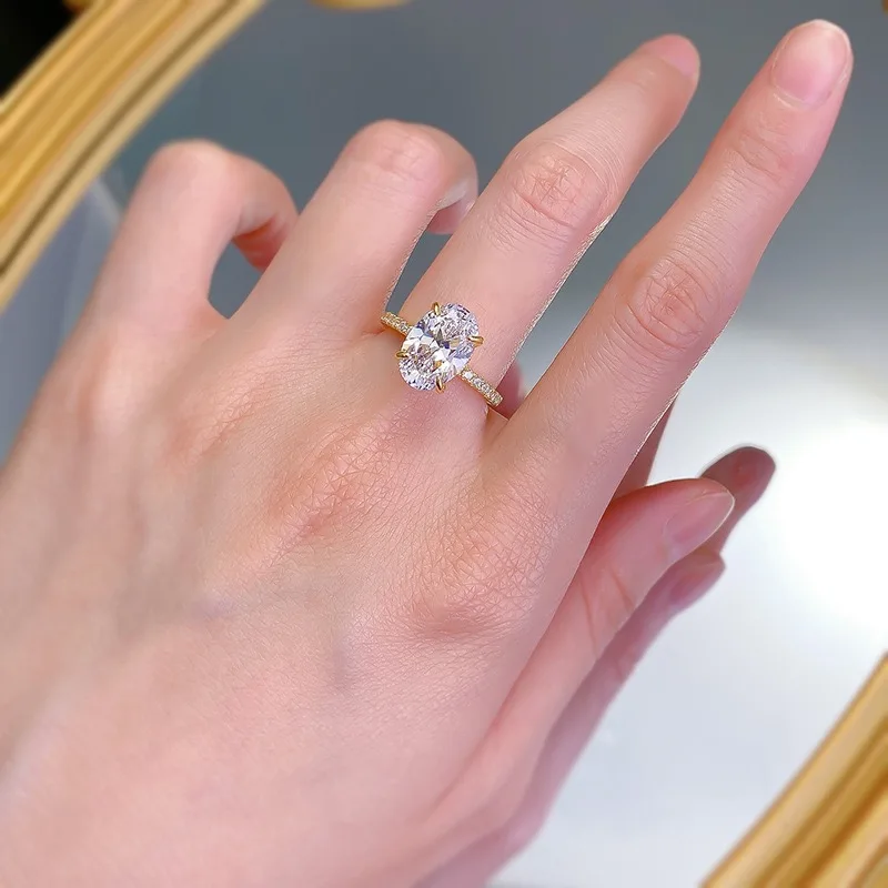Female Rectangle Crystal Ring 925 Sterling Silver Jewelry White Zircon Wedding Bands Simple Engagement Ring Party Jewelry