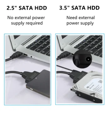 SATA to USB 3.0 Adapter Cable for 3.5/2.5 Inch SSD HDD SATA III Hard Drive Disk Converter Support UASP with 12V Power Adapter