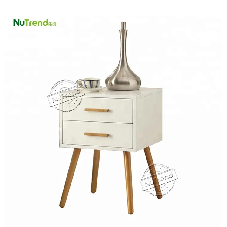 Nordic Solid Wood Modern Bedroom Nightstands 2 Drawers Mid Century Living Room Sofa End Couch Bed Side Table