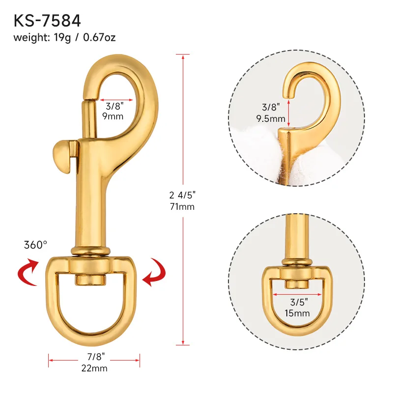 Крючок с застежкой на глаза из цинкового сплава, 3/5 дюйма, позолоченный металлический зажим для чая и собак, поводки 15 мм, болт с застежкой, поводок для собак