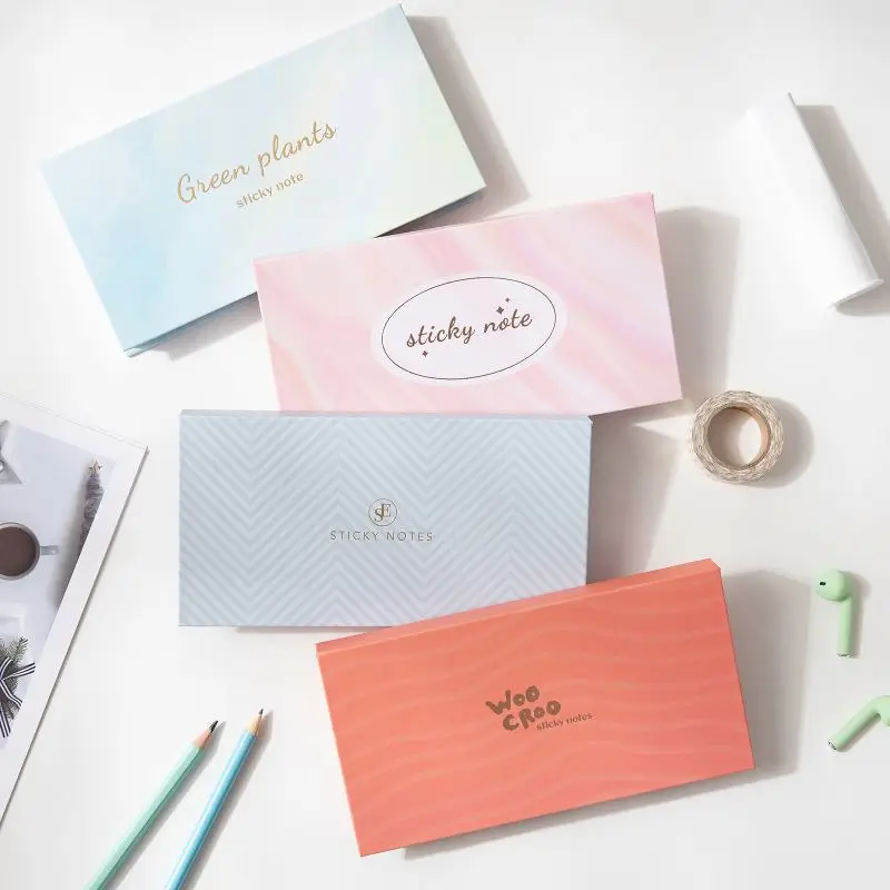 600 post stickers Cute foil notebook marker memo pad stationery supplies kawaii sticky notes with paper box
