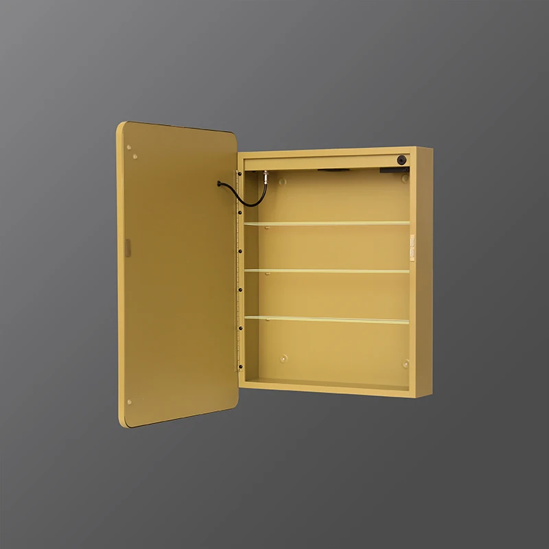 Hot Sale On A-m-a-zon Iron Frame Smart Mirror Cabinet With Led Light Rectangle Medicine Cabinet With Mirror