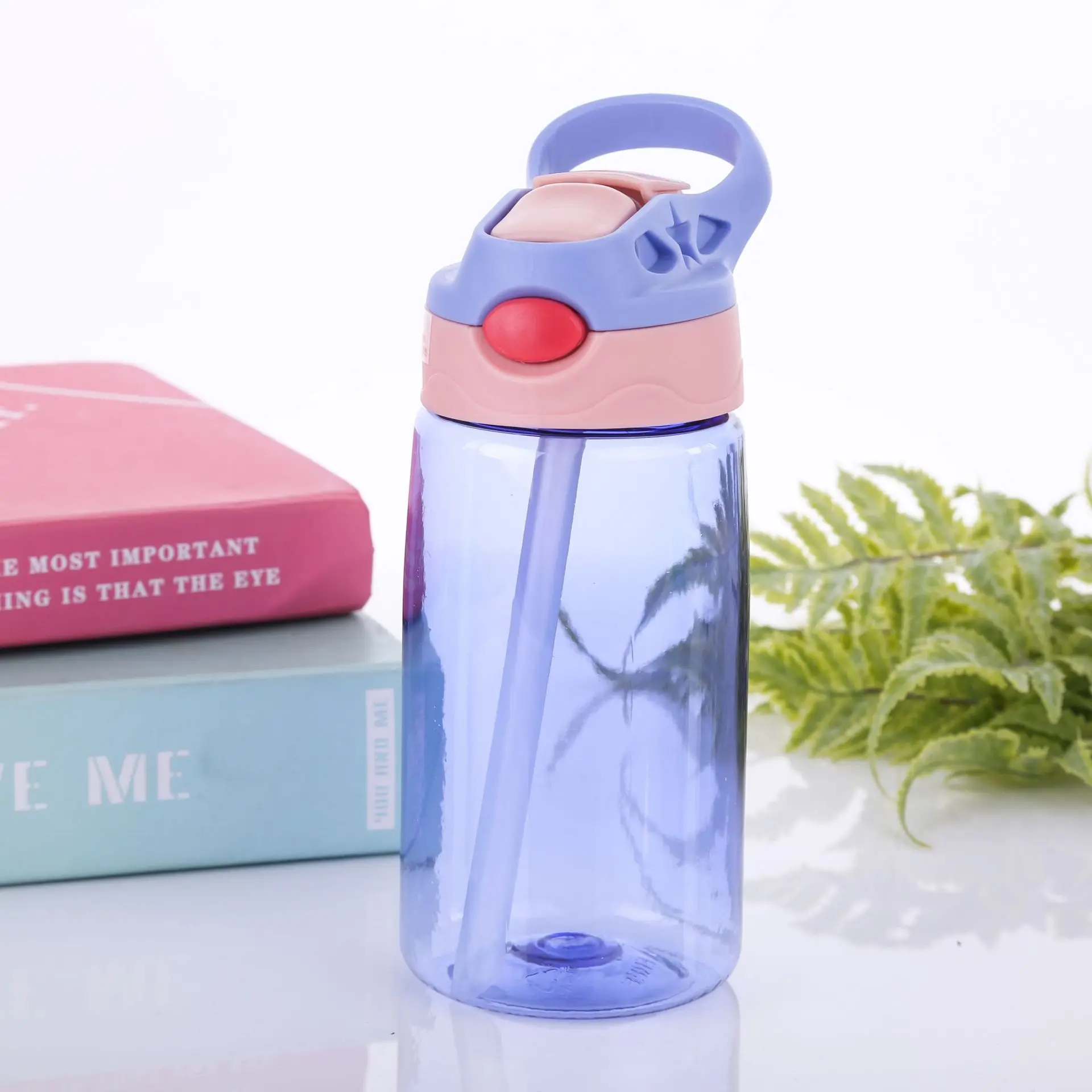 2021 new style 450ml plastic kids bottle feeding Portable cups With Straw Drinking Bottle with Handle