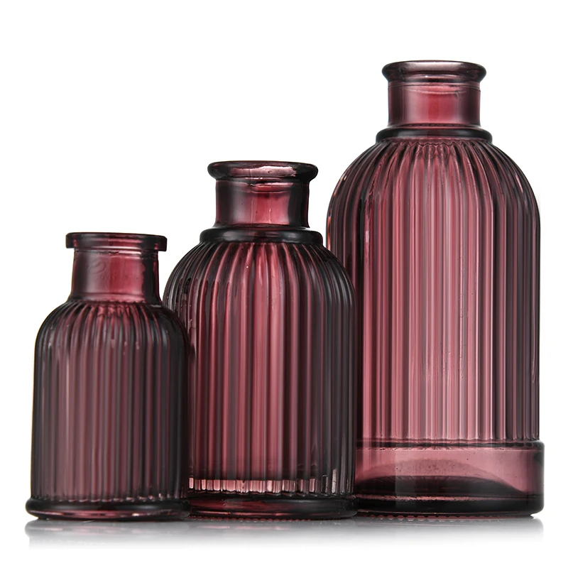 wholesale 230ml clear glass aromatherapy essence oil bottle vertical stripe aromatherapy bottle