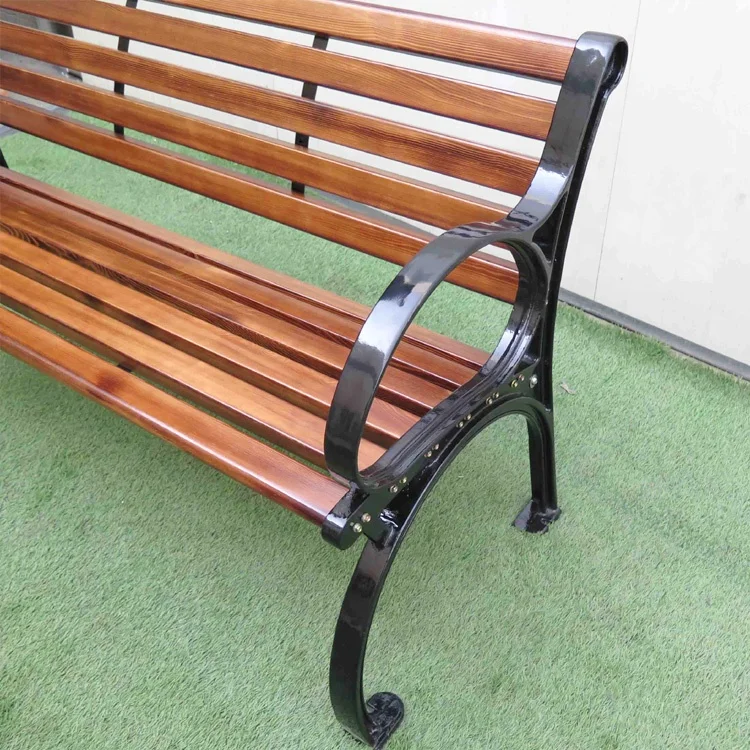 
Haoyida outdoor bench garden wood bench with cast iron feet 