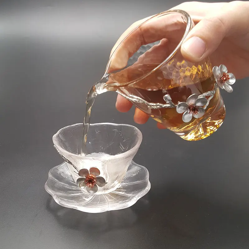 Best Selling Drinking Teaware Heat-resistant Tea Cup And Coaster Glass Fair Cup Saucers For Pouring Tea