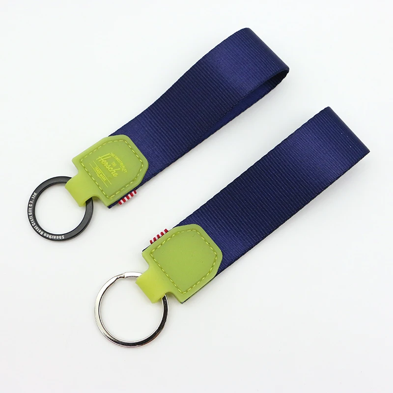 Custom Logo Soft Silicone PVC Rubber Short Wrist Lanyard Strap Keychain with Keyring