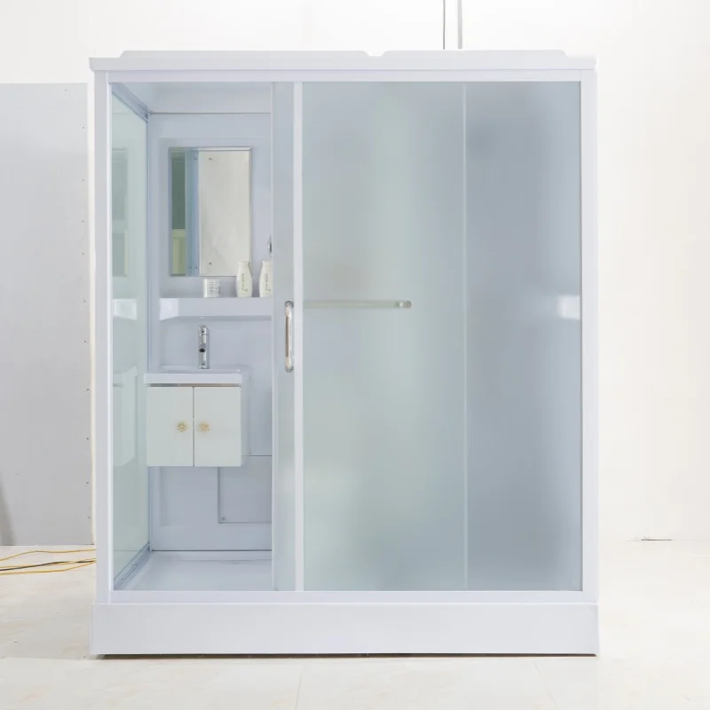 XNCP Modern Curved Sector Overall Partition Glass Prefab Bathroom Unit Hotels Easy Installation Sliding Door Shower Room Toilets