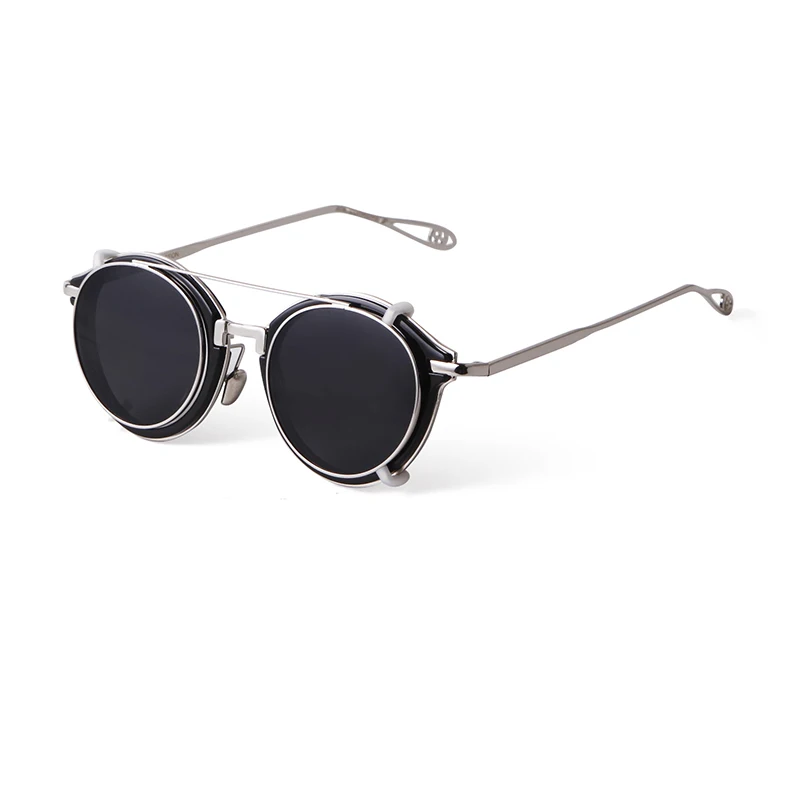 STORY STY1810 2020 Retro Steampunk Detachable Sunglasses Double Bridge Round Metal Frame Shades UV400 Vintage Sun Glasses Men