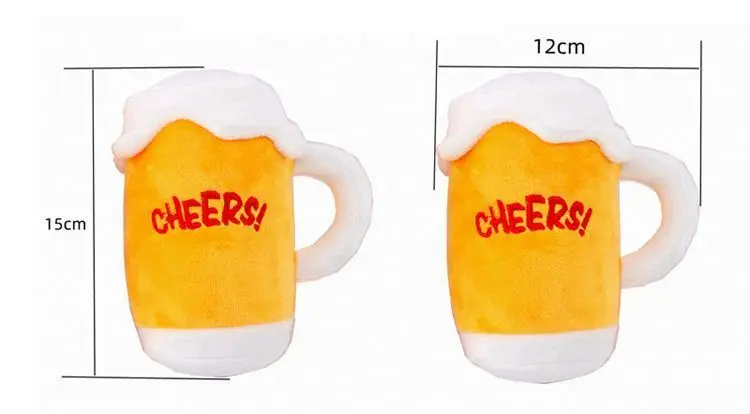 BEEJAY Simulation beer mug beer bottle squeaking sounding plush stuffed pet toy
