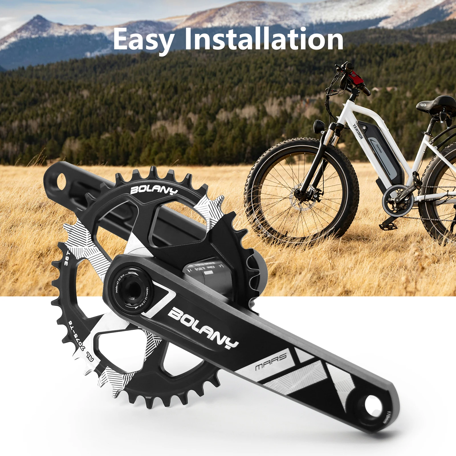 Popular Bolany CNC Direct Mounted 34T/36T Hollow Chainwheel Left and Right Cranks Single Disc for BMX Moutain Bicycle Road Bike