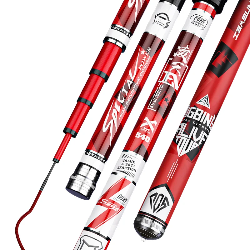 Customized 3.6m - 10m Carp Fishing Rod Feeder Hard Frp Carbon Fiber Telescopic Fishing Rod Fishing Pole