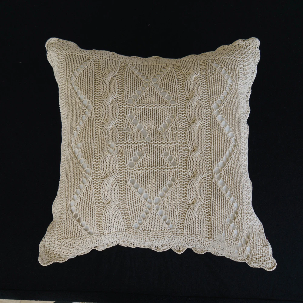 2022 New Style  Boho Style Plain Decorative  Square Pillow Covers Woven Crochet Cushion Cover