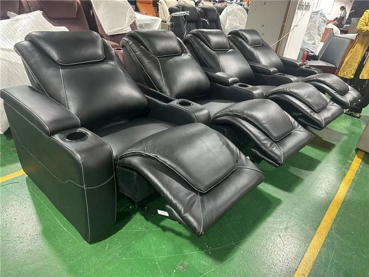 Wholesale foshan home cinema chair high quality brown electric leather chair cinema 9d virtual theater power recliner sofa