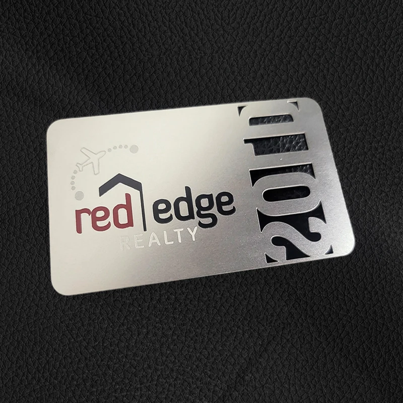 Оптовая Продажа с лазерной резкой гравировкой металлическая визитная карточка из нержавеющей стали пустая кодом QR