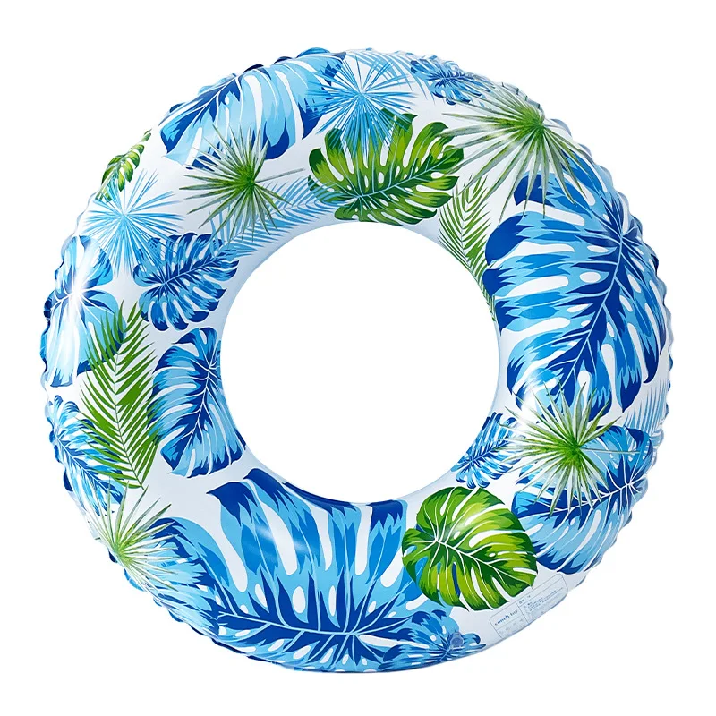 Safety Tropical Palms Flower Pool Big Women Inflatable Swimming Ring for Adults