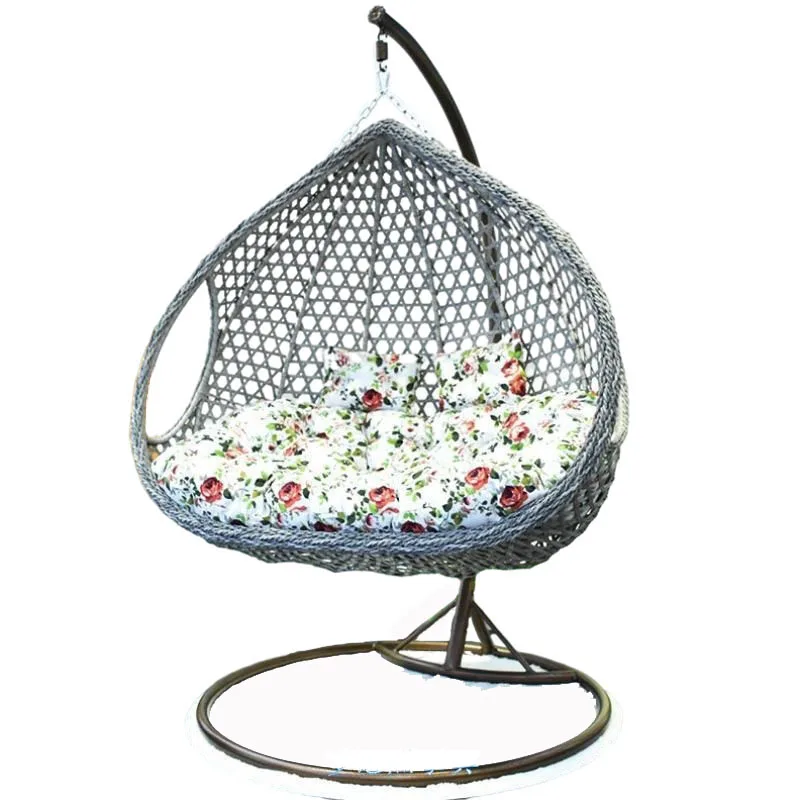 Egg Cocoon Hanging Swing Chair Metal Stand Patio Wicker Rattan W Armrest Outdoor Furniture