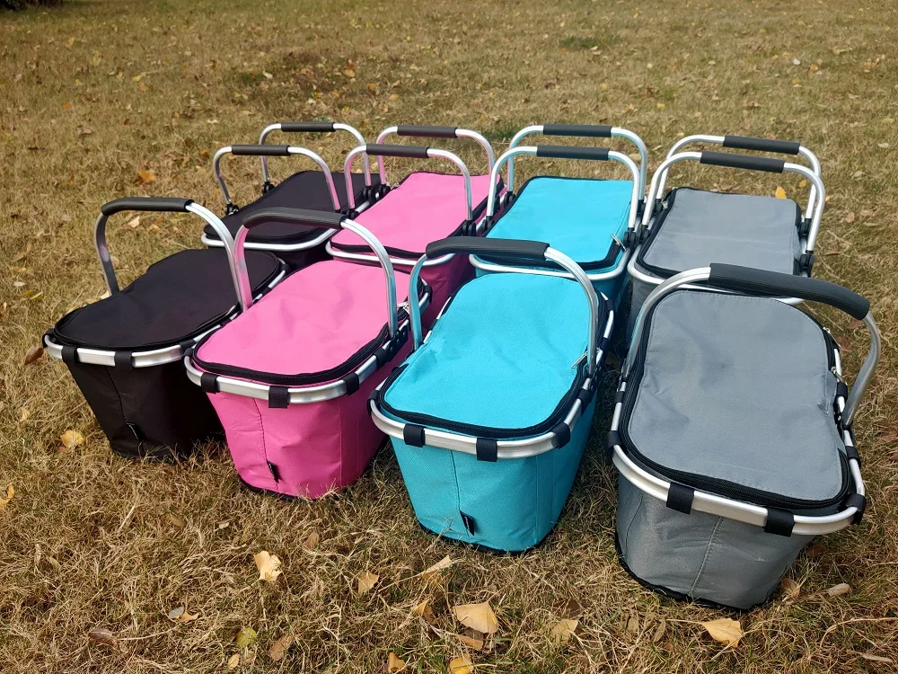 2022 New Hot Customized Folding Picnic Bag Insulated Cooler Basket Outdoor Camping Picnic Basket
