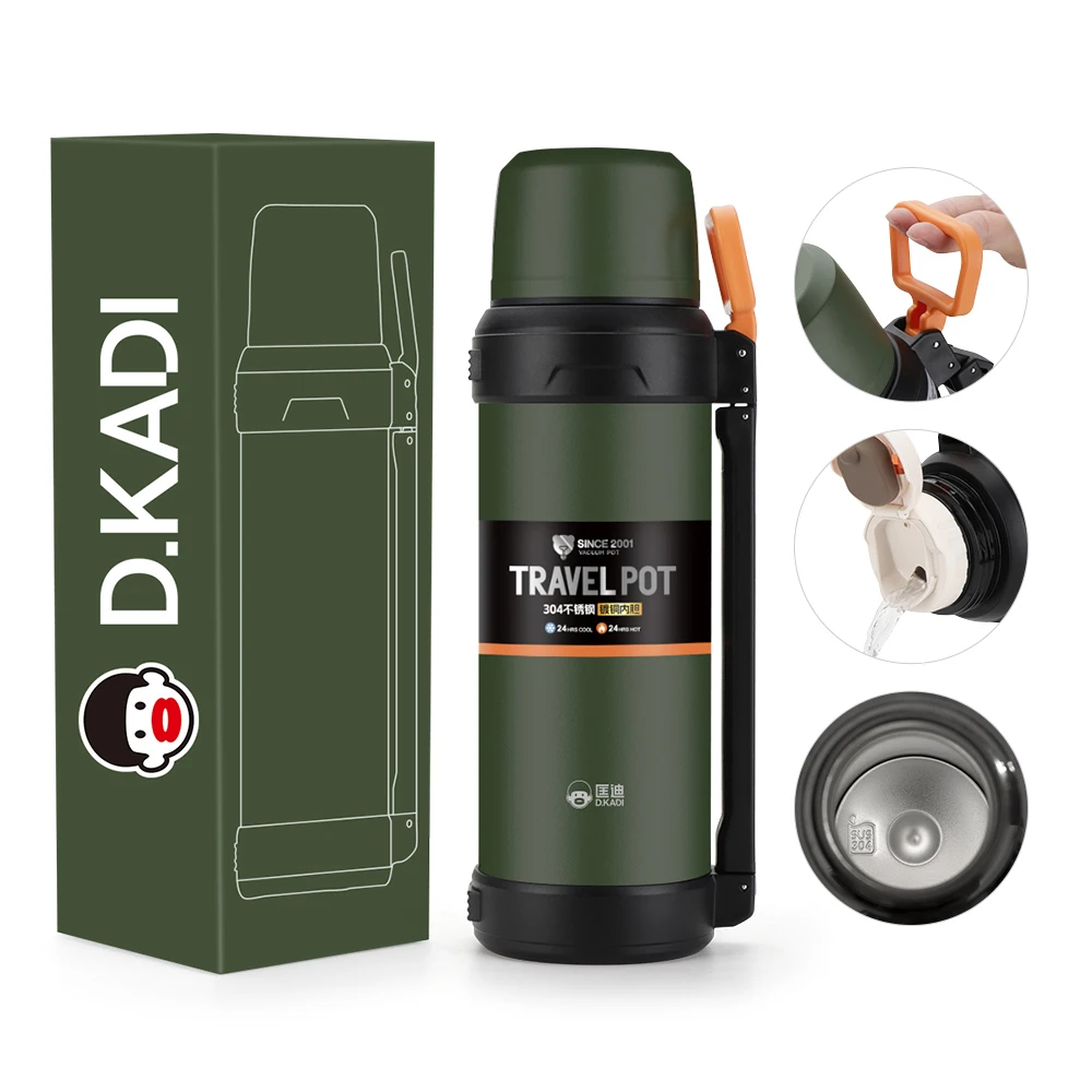 2000ml Wholesale Large Capacity Double Wall Stainless Steel Travel Pot Drinking Vacuum Insulated Coffee and Tea Kettles