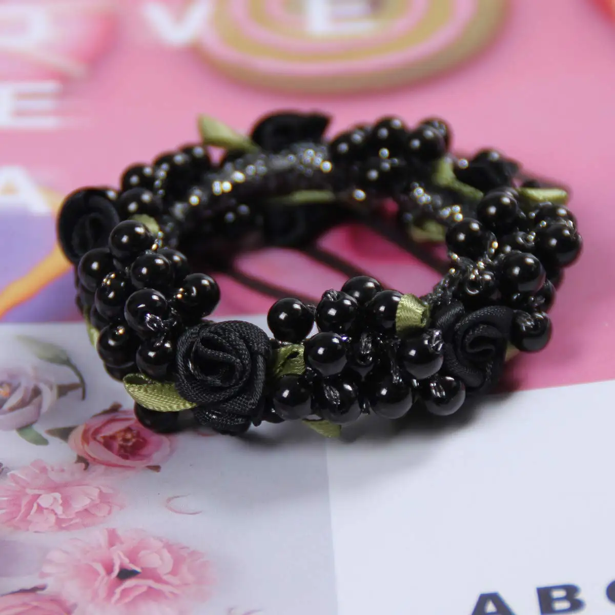 Fashion Children Hair Accessories Pretty  Ponytail Holder Hair Scrunchies Bands Pearl Hair Ties Elastic  for Girls