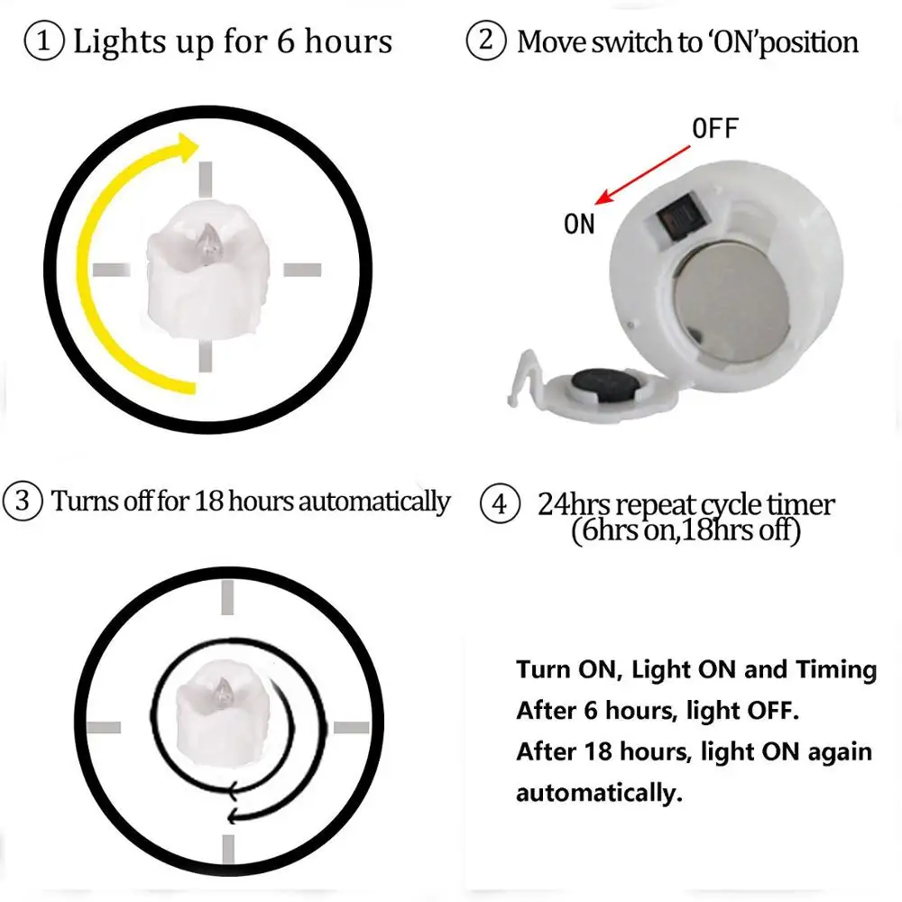 12set led  Amber Yellow Flickering Flameless Candles with Timer LED Tea Light Timing (6Hrs ON 18Hrs OFF)