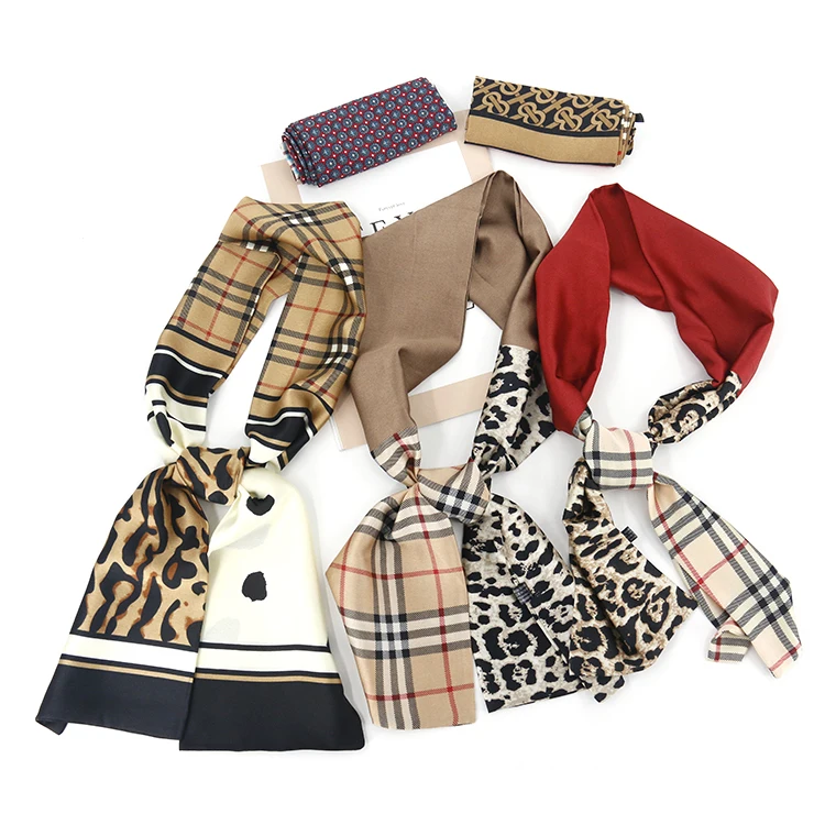 New Scarf For Women Color Chain Printing Skinny Bag Scarf Brand Silk Foulard Women Tie Fashion Belt Head Scarves For Ladies