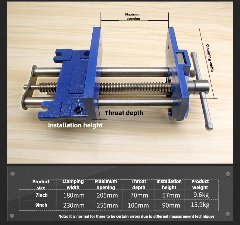 QR-7/QR-9 quick release woodworking vise Clamp