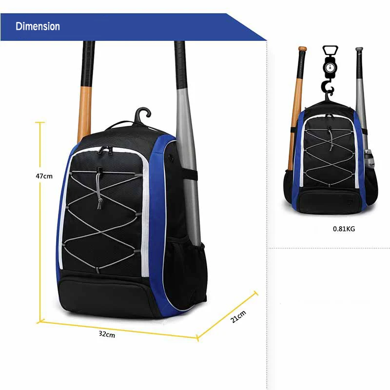 custom professional kids baseball bat equipment backpack lightweight softball bat bag with helmet holder