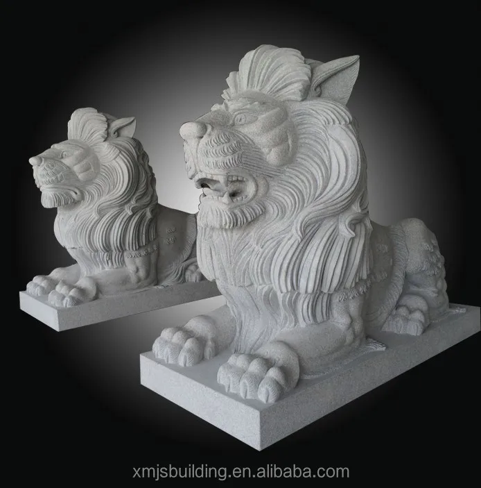 Pure White Lion Sculpture White Granite Stone Lion Animal Sculpture