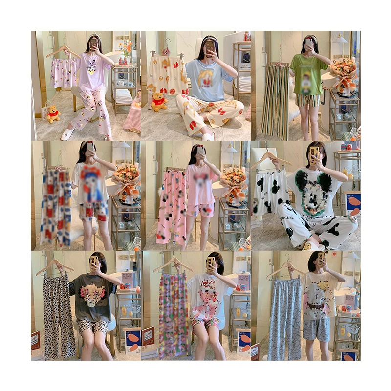 KKVVSS 2182 women sleepwear customized cute printing wholesale ladies nightwear nighty pajamas korean pajamas