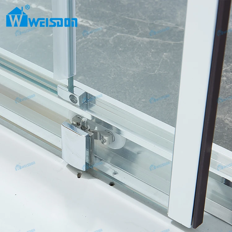 Weisdon High Quality Bathroom Single Sliding Shower Cabin Tempered Glass Framed Aluminum Shower Door