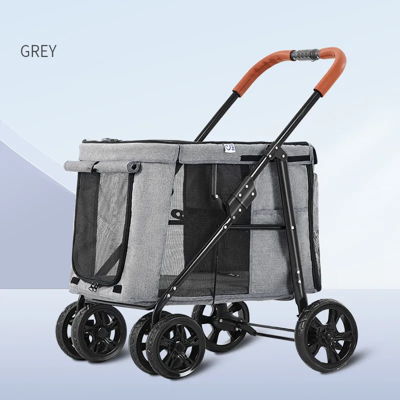 Custom Dog Stroller 4 Wheels Carrier Easy One-Hand Pet Stroller Dog Travel Pet Dog Stroller