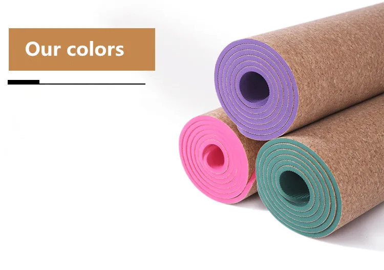 High Quality Customized Foldable High Elastic Personalized Premium Cork TPE rubber Non-Toxic Thick 6mm Anti-Slip Cork Yoga Mat