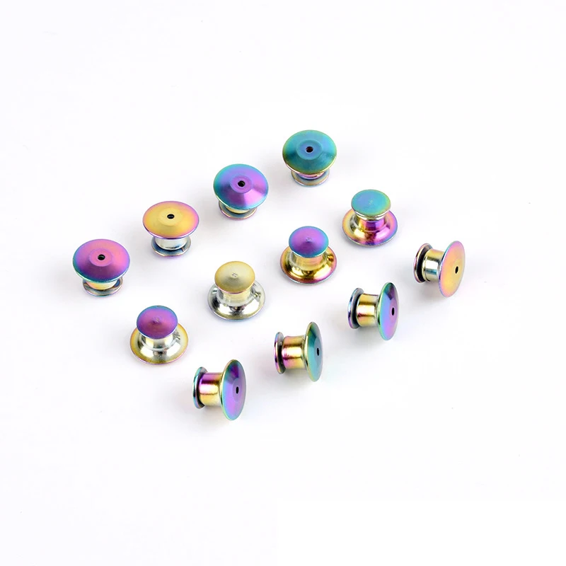 wholesale rainbow color metal pin backs locking pin keepers locking clasp enamel pins accessories butterfly clutch fastener