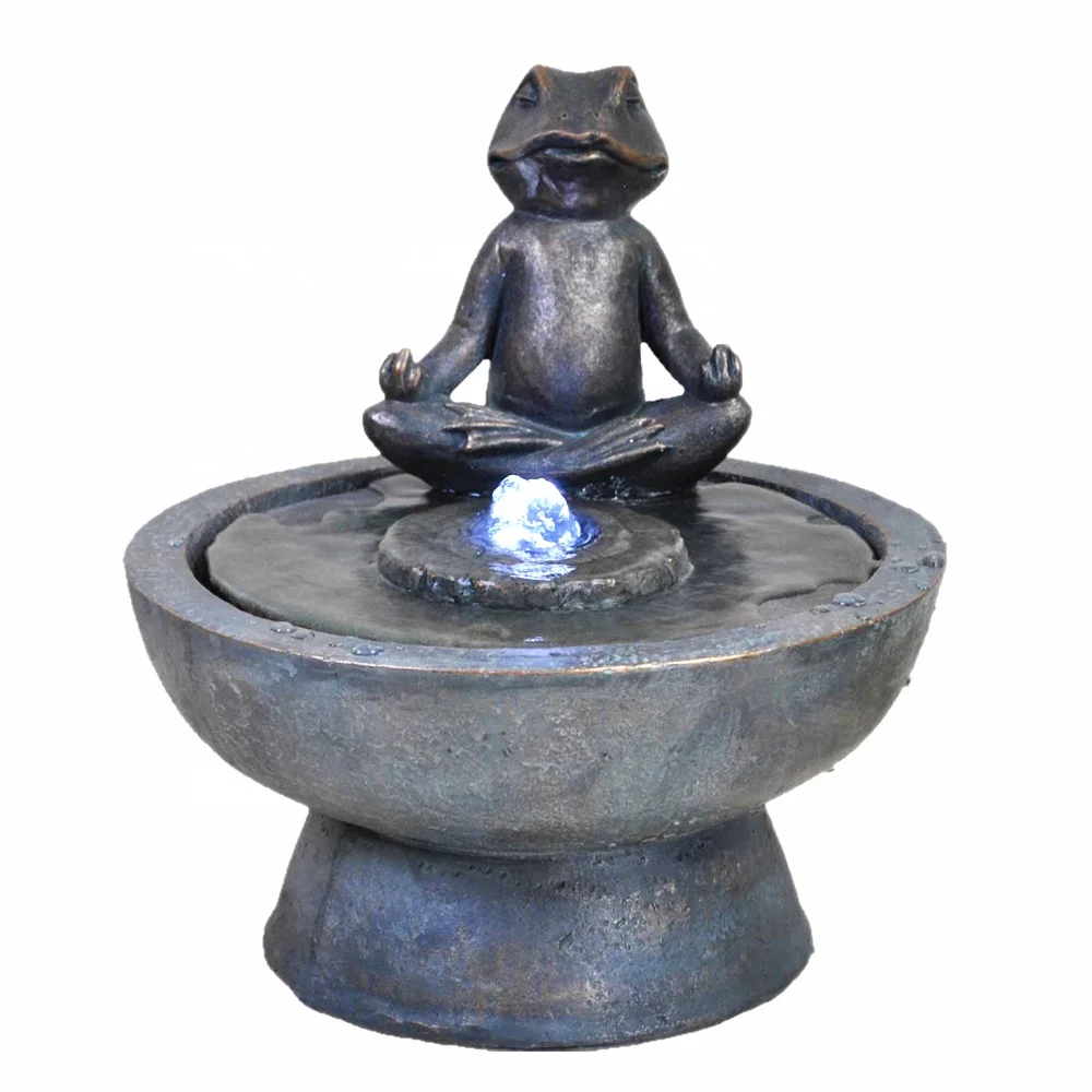indoor yoga frog water fountain resin feng shui decor