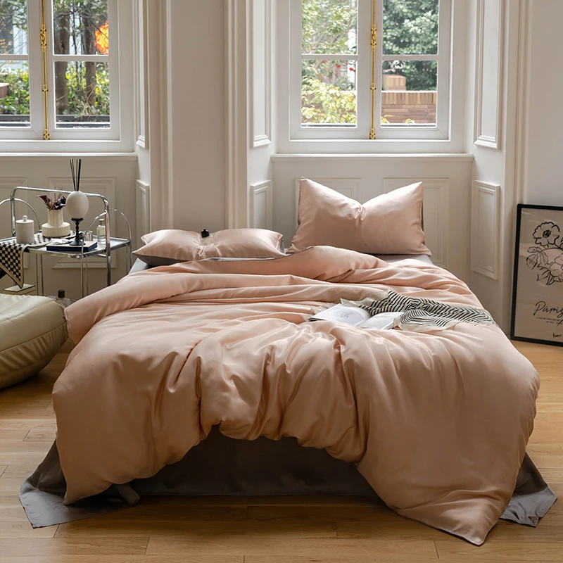 Wholesale 100% Tencel Fibre Bedding Set Luxury Bed Sheets Fitted flat Bed Sheets Bedding Set for Hotel Luxury Quilt suit
