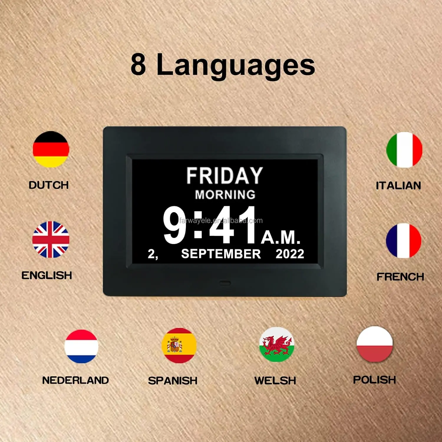 Auto Dim Battery Backup Extra Large letter 7inch Dementia Digital Calendar Day Clock for Memory Loss Seniors