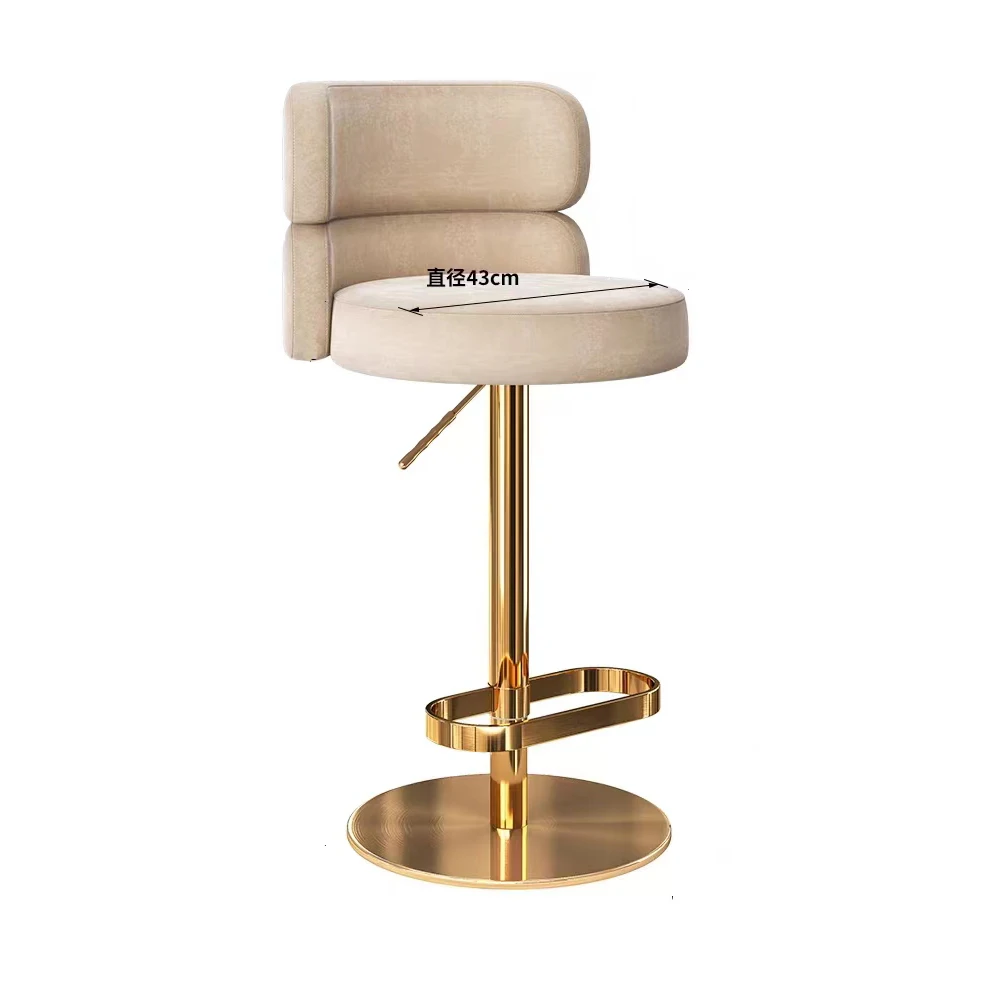 High Chairs for Kitchen Counter Bar Stool Stainless Steel Modern Luxury Metal Cartoon Commercial Furniture Velvet Cushion 1pcs