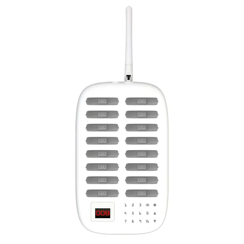 WirelessLinkx Restaurant Beeper Queue Customer Guest 16 White Wireless Pager System For Clinic Coffee Shop Church Food Truck