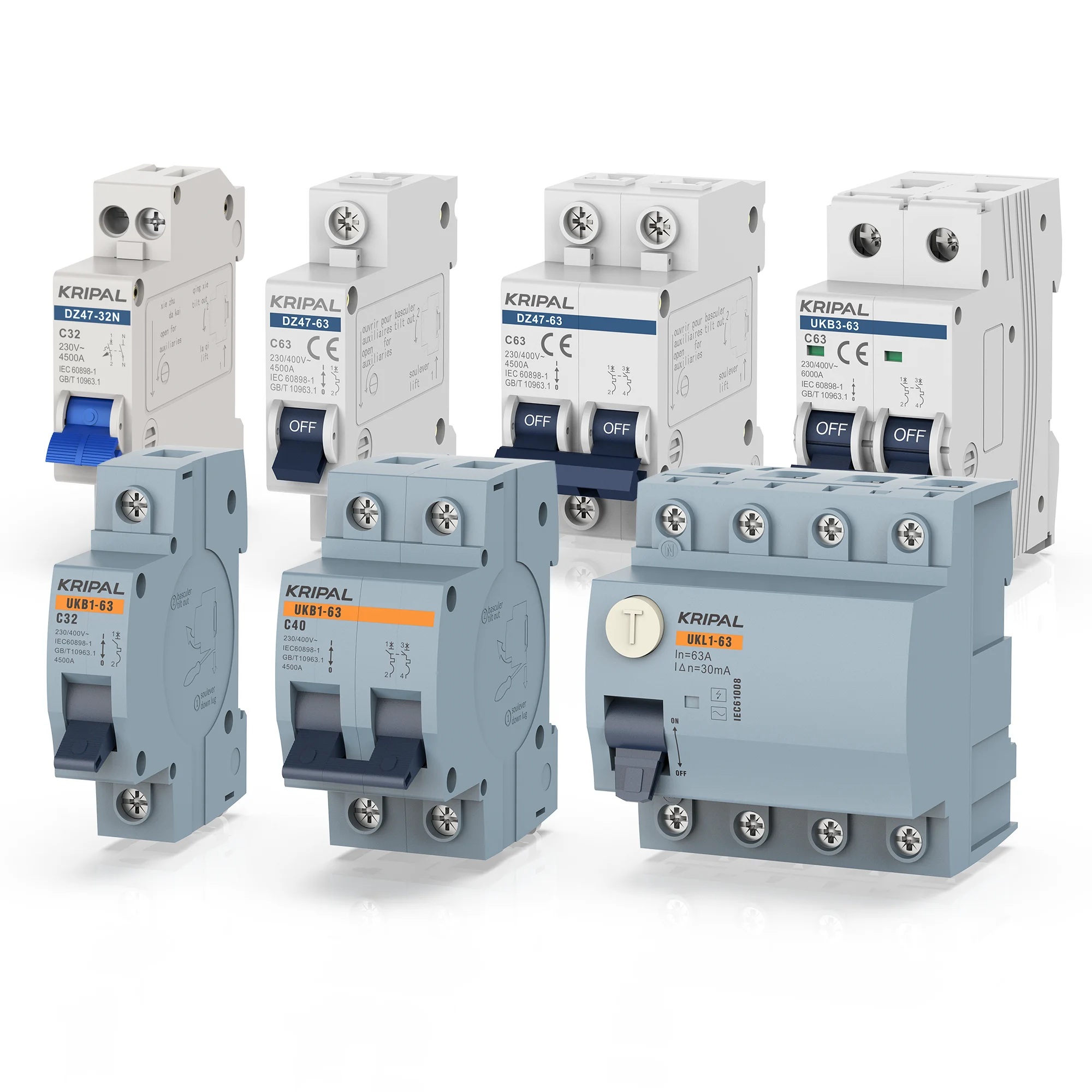 KRIPAL 2 Pole 63A ELCB AC circuit breaker RCD earth leakage circuit breakers RCCB breakers circuit RCD 2P 63AMP 63A 30mA