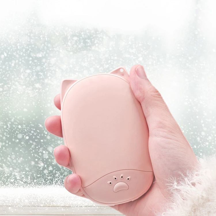 Оптовая продажа, зимний перезаряжаемый двухсторонний нагреватель для рук 10*5,5*1,5 см, 5200 мАч, Мини Портативный внешний аккумулятор