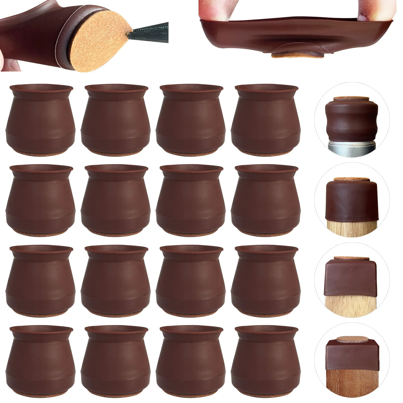 JTX708 Furniture Stool Chair Leg Cover Floor Protector Thickened Non-slip Mute Chair Leg Caps Silicone Table Chair Foot Cover