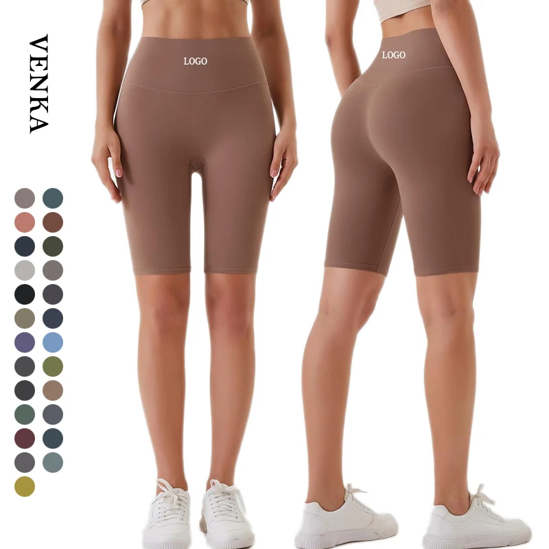 Women Athletic Wear High Waist Butt Lift Compression Fitness Sweatpants No T Line Nylon Ladies Biker Sports Yoga Shorts Leggings